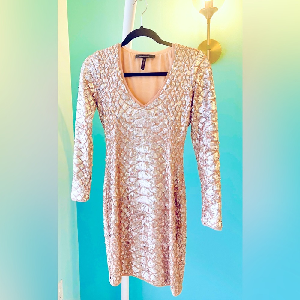 Sequin body con dress by BCBG. Worn twice, perfect condition